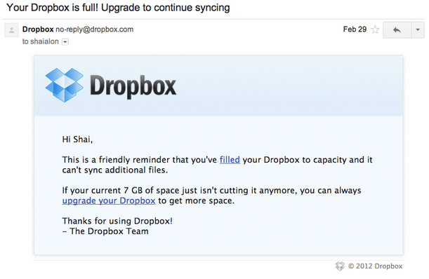 how to use dropbox on email