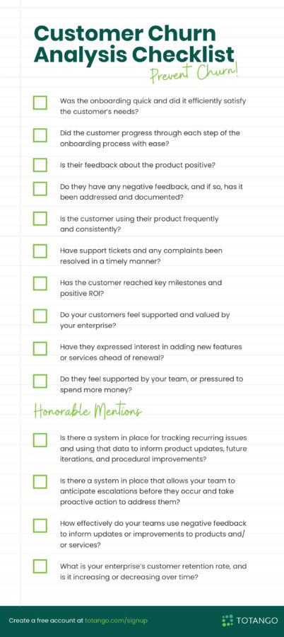 Customer Churn Analysis Checklist - How to Prevent Customer Churn